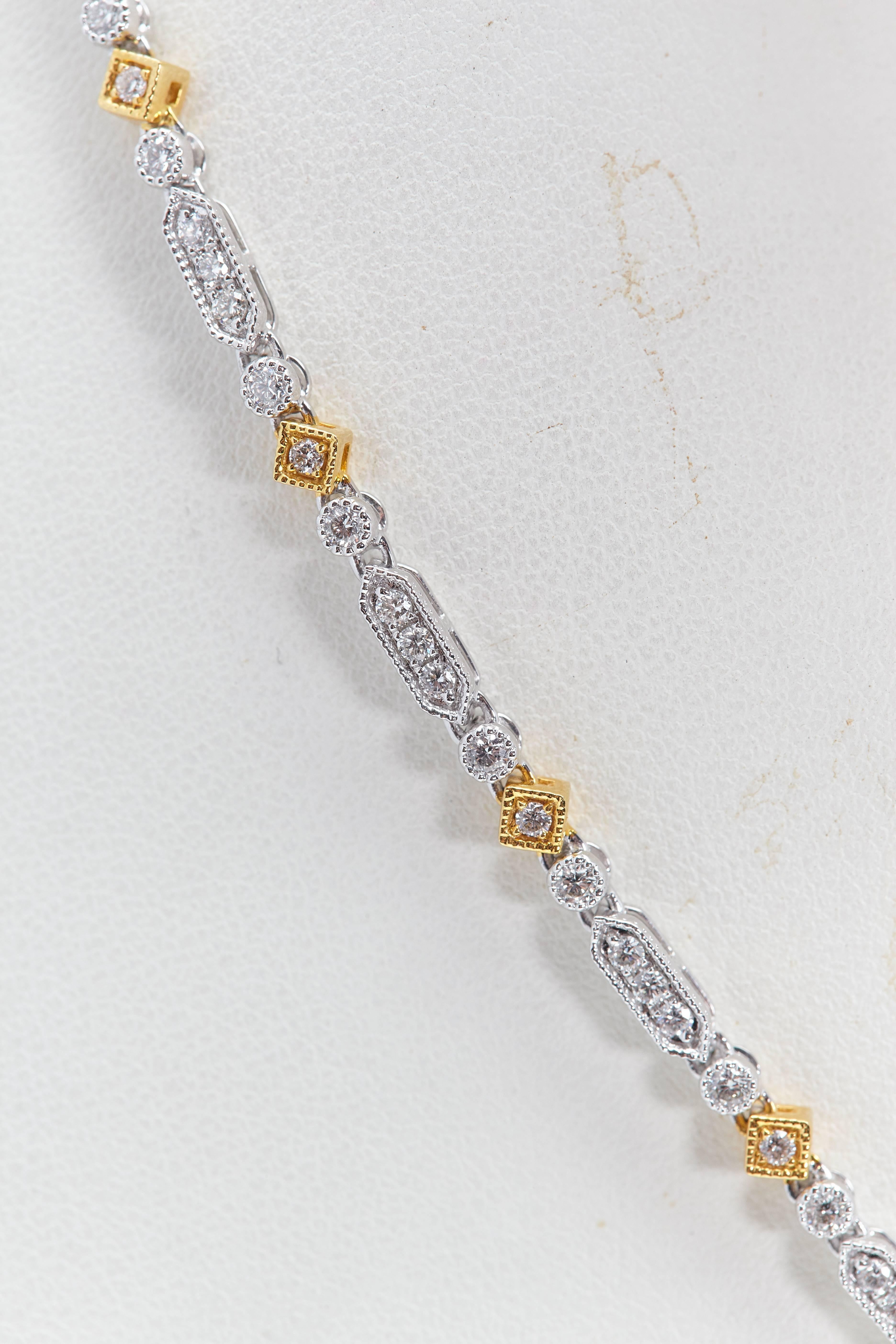Art Deco Yellow Pear Shaped Diamond Gold Necklace For Sale