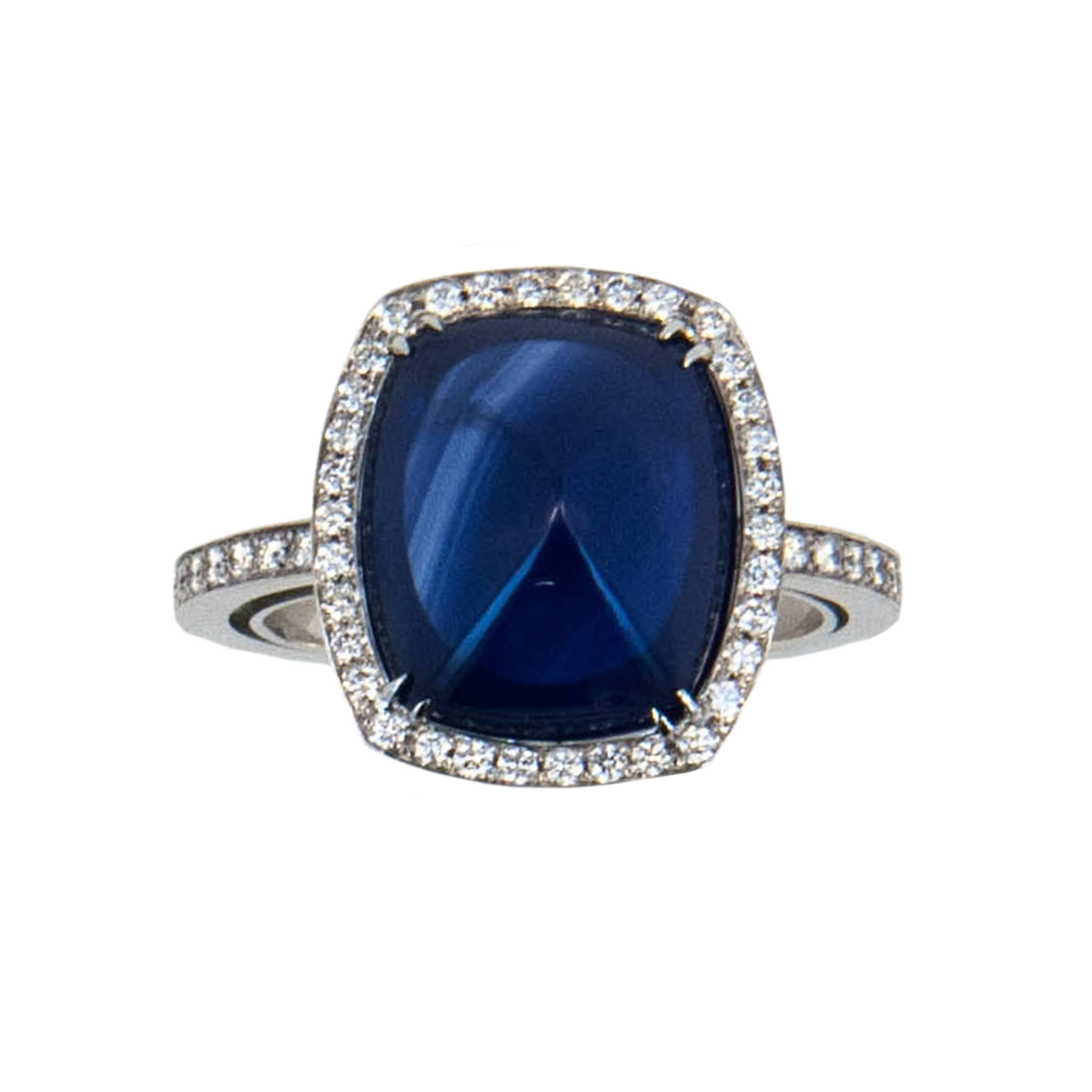 Laura Munder Blue Sapphire Diamond White Gold Ring