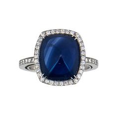 Laura Munder Blue Sapphire Diamond White Gold Ring 12