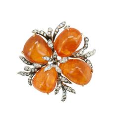 Laura Munder Mandarin Garnet and Diamond Brooch 2