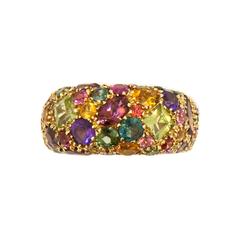 Laura Munder Peridot Garnet Amethyst Tourmaline Citrine Yellow Gold Ring