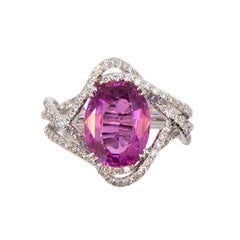 Laura Munder 5.28 Carat Oval Pink Sapphire Diamond White Gold Ring