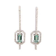 Laura Munder Mint Green Tourmaline Diamond White Gold Earrings