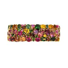 Laura Munder Tourmaline Garnet Citrine Pink Sapphire Yellow Gold Bracelet