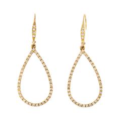 Laura Munder Diamond Drop Yellow Gold Leverback Earrings 6