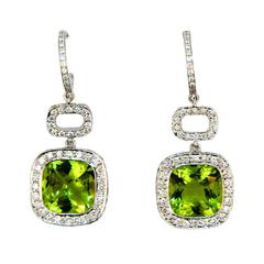 Laura Munder Peridot Diamond White Gold Earrings 5