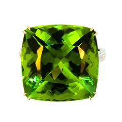 Laura Munder 26.78 Carat Peridot Diamond White Gold Ring 4