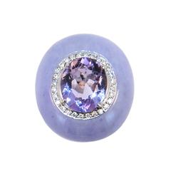 Laura Munder Lavender Jade Amethyst Diamond White Gold Ring 2