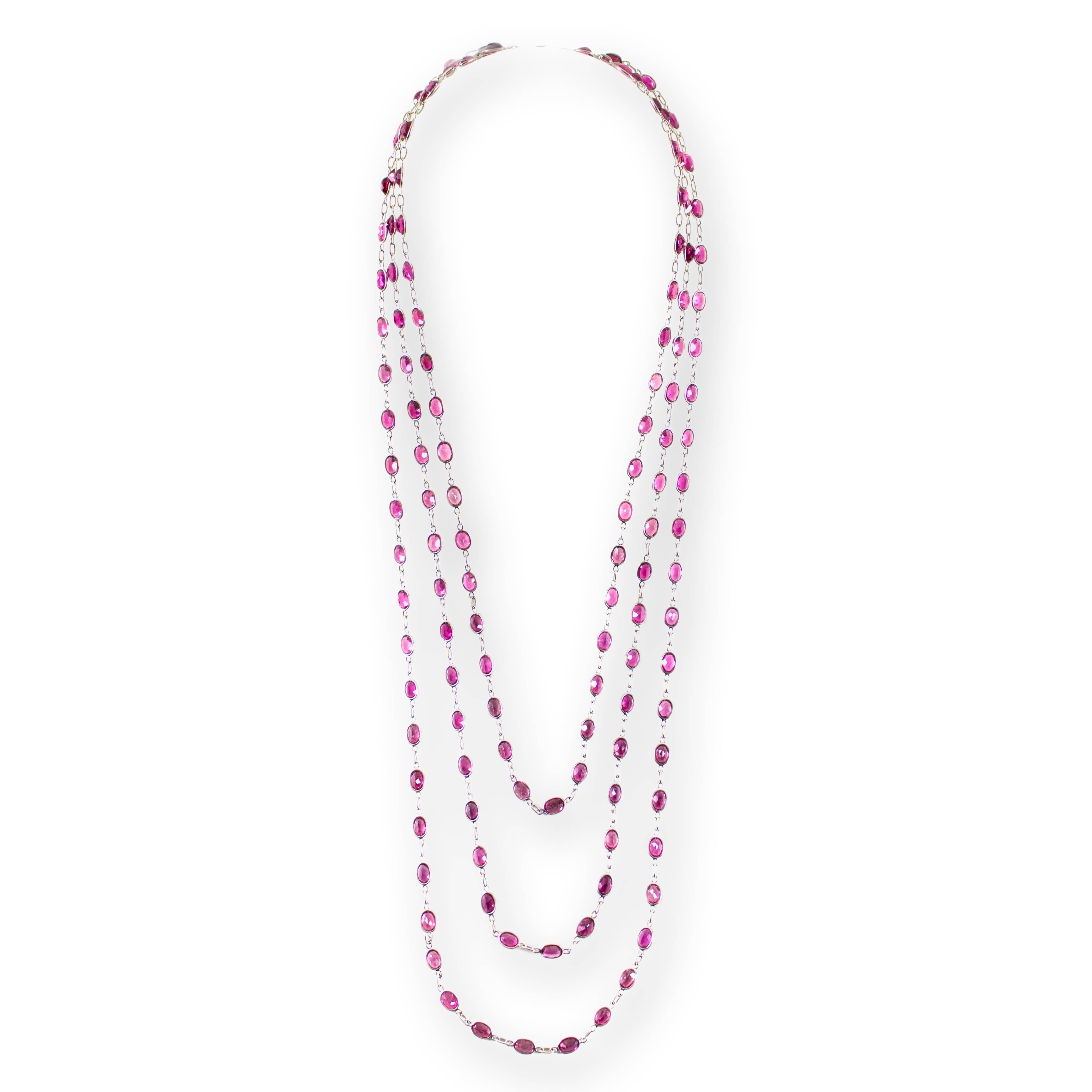 Laura Munder Pink Tourmaline Chain Link White Gold Necklace 1
