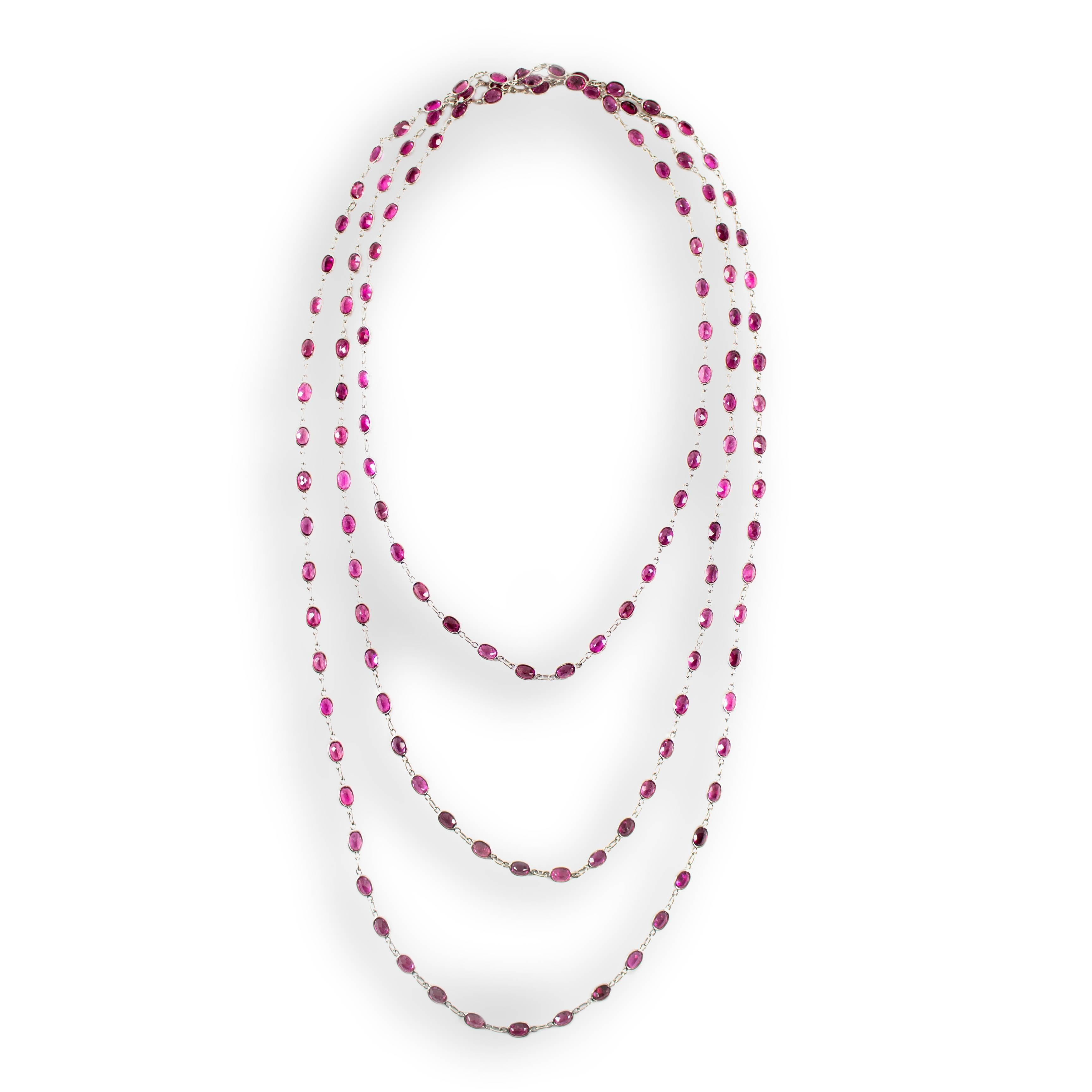 Laura Munder Pink Tourmaline Chain Link White Gold Necklace 2