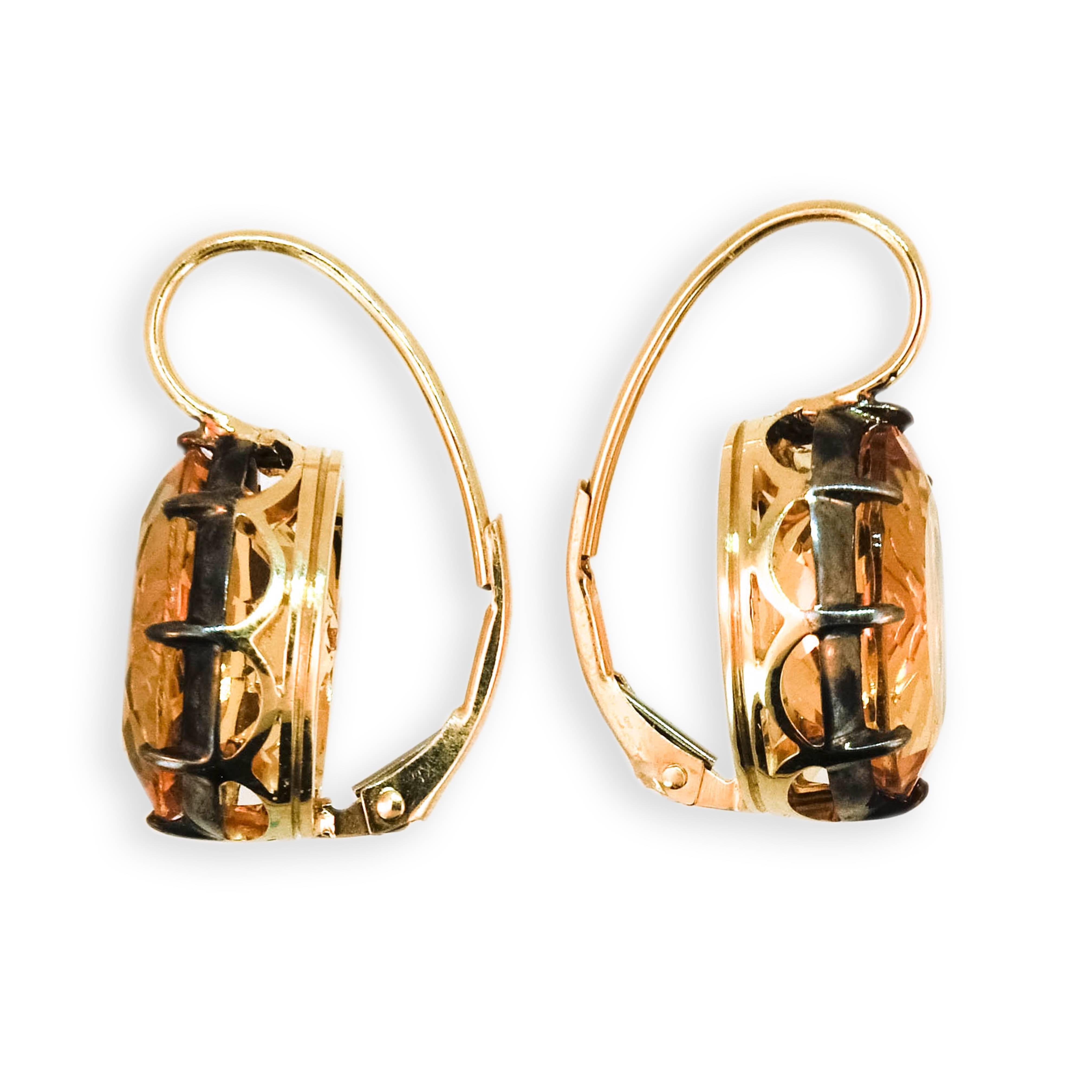 Oval Cut Laura Munder Citrine Yellow Gold and Sterling Silver Earrings For Sale