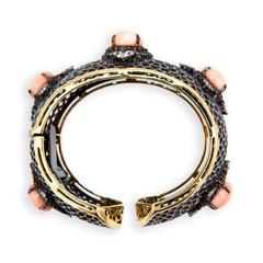 Laura Munder Angel Skin Coral Orange Sapphire Diamond Blackened Gold Bracelet
