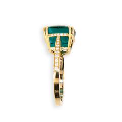 Laura Munder Indicolite Blue Green Tourmaline Diamond Yellow Gold Ring