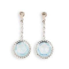 Laura Munder Blue Topaz Aquamarine Diamond White Gold Earrings