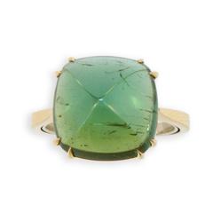 Laura Munder Green Tourmaline Sugarloaf Yellow Gold Ring