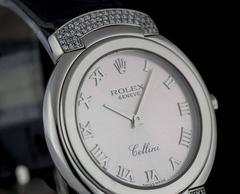 Rolex Ladies White Gold Diamond Lugs Cellini Wristwatch