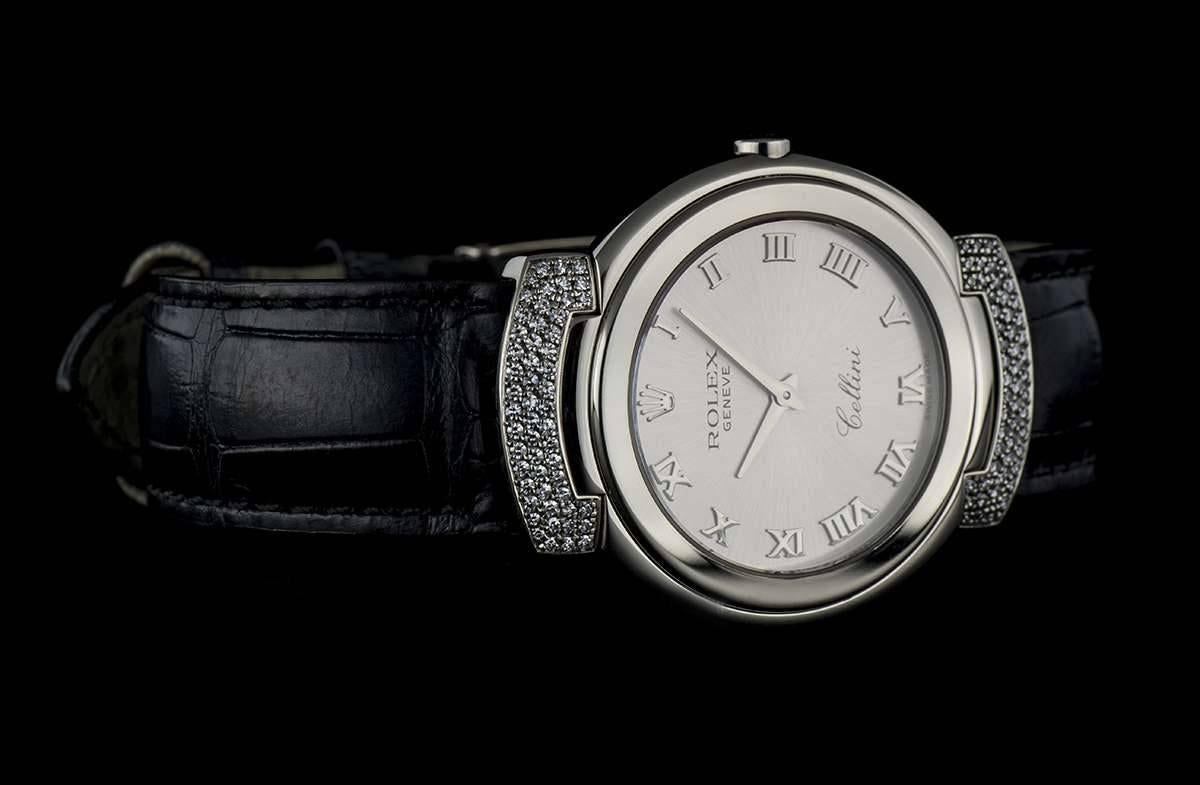Rolex Ladies White Gold Diamond Lugs Cellini Wristwatch In Excellent Condition In Mayfair, London, London