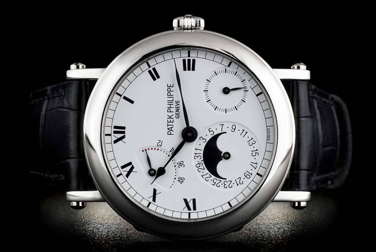 Men's Patek Philippe Platinum Power Reserve Moonphase Wristwatch