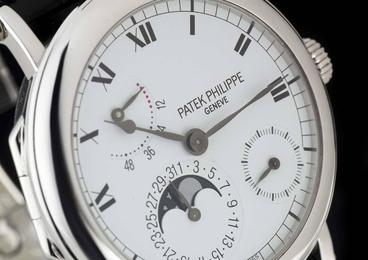 Patek Philippe Platinum Power Reserve Moonphase Wristwatch In Excellent Condition In London, GB
