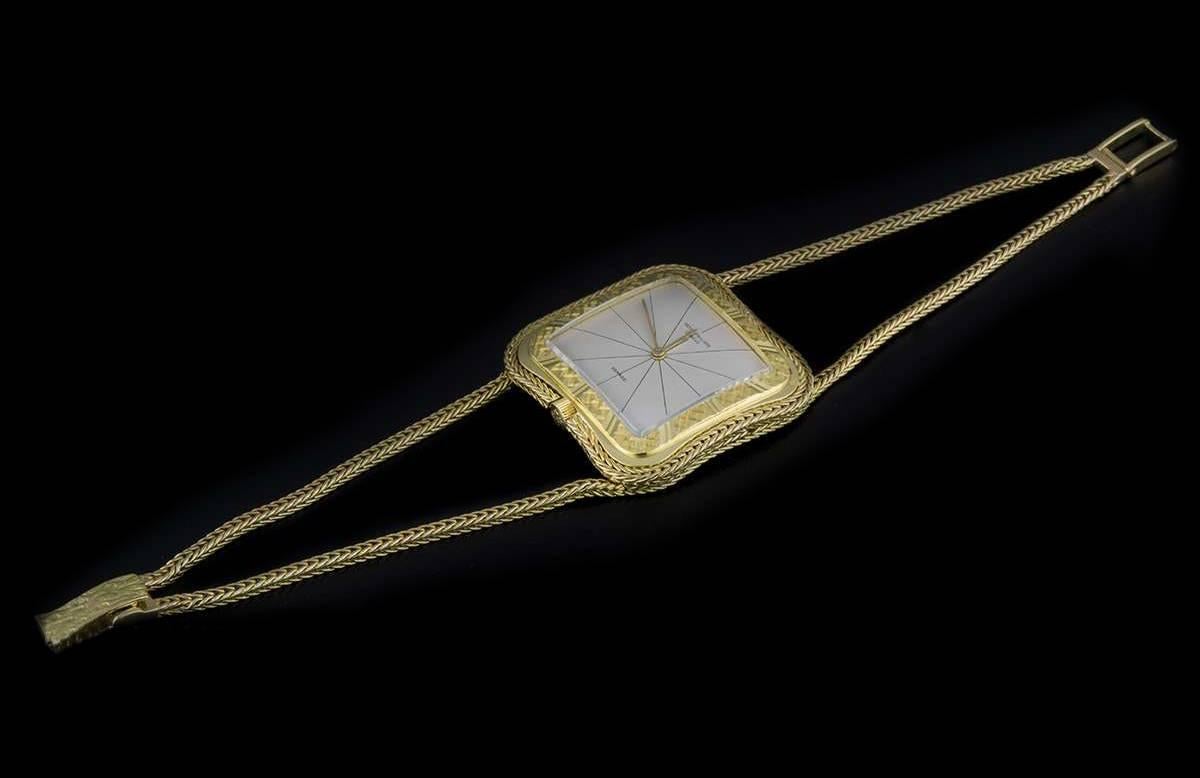 Women's Patek Philippe Ladies Yellow Gold Rare Double Name Somazzi Dial Wristwatch