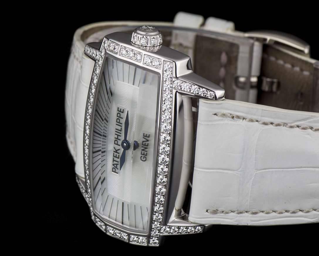 Patek Philippe Ladies White Gold Diamond Bezel Gondolo Gemma Quartz Wristwatch 1