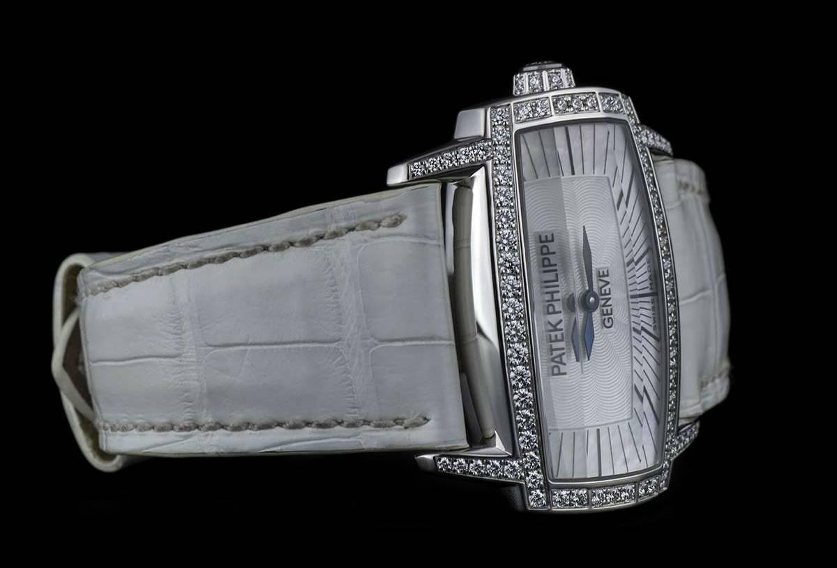 Patek Philippe Ladies White Gold Diamond Bezel Gondolo Gemma Quartz Wristwatch 2