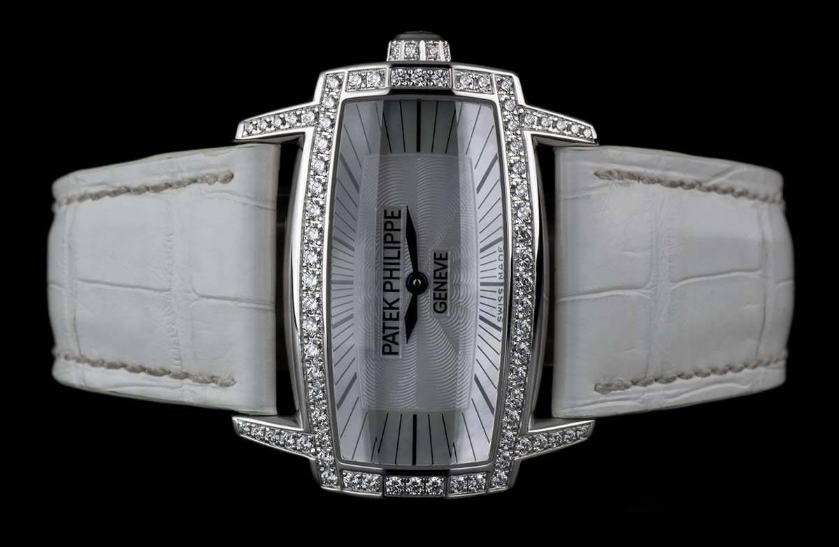 Women's Patek Philippe Ladies White Gold Diamond Bezel Gondolo Gemma Quartz Wristwatch