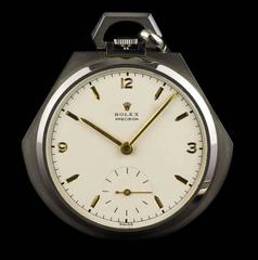 Rolex Rare Stainless Steel Open Face Pocket Watch
