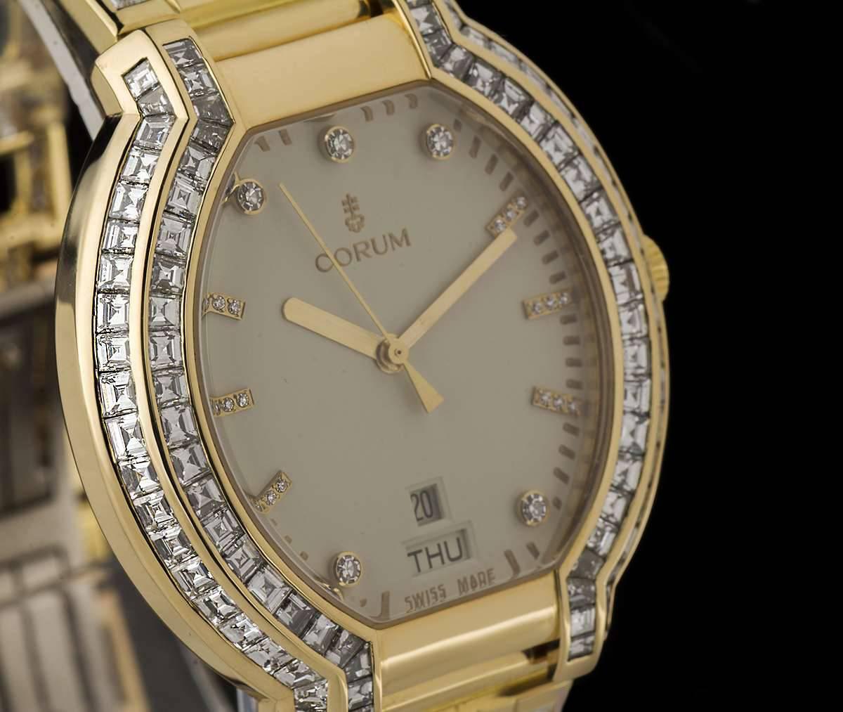 Corum Yellow Gold Diamond Quartz Dress Wristwatch In Excellent Condition In London, GB
