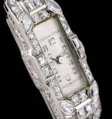 Platinum Silver Dial Diamond Set Cocktail Vintage Ladies Wristwatch