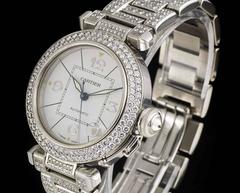 Cartier Ladies White Gold Fully Loaded Diamond Set Pasha Automatic Wristwatch
