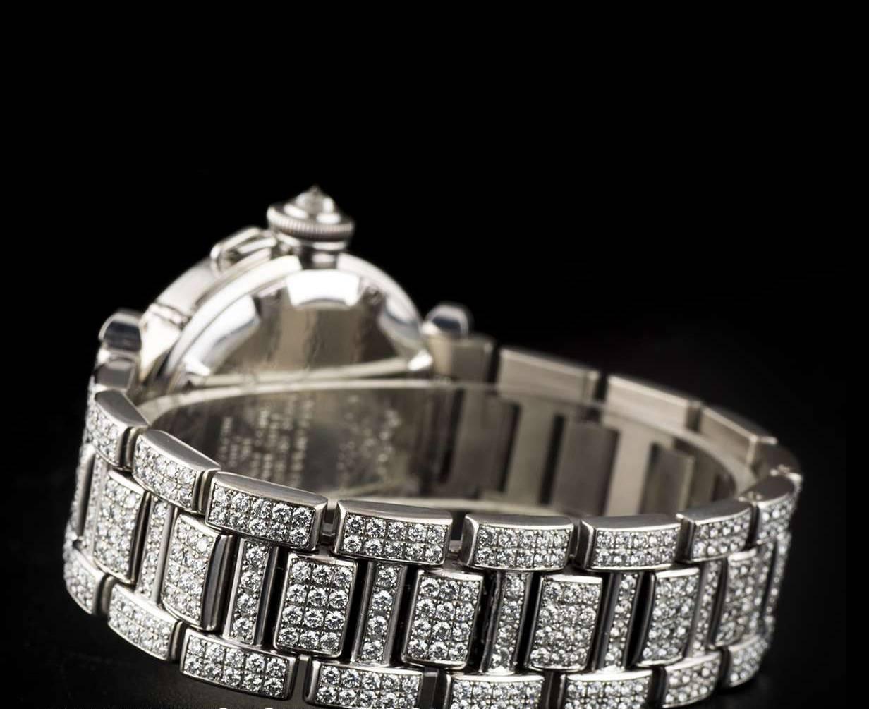 Cartier Ladies White Gold Fully Loaded Diamond Set Pasha Automatic Wristwatch 2