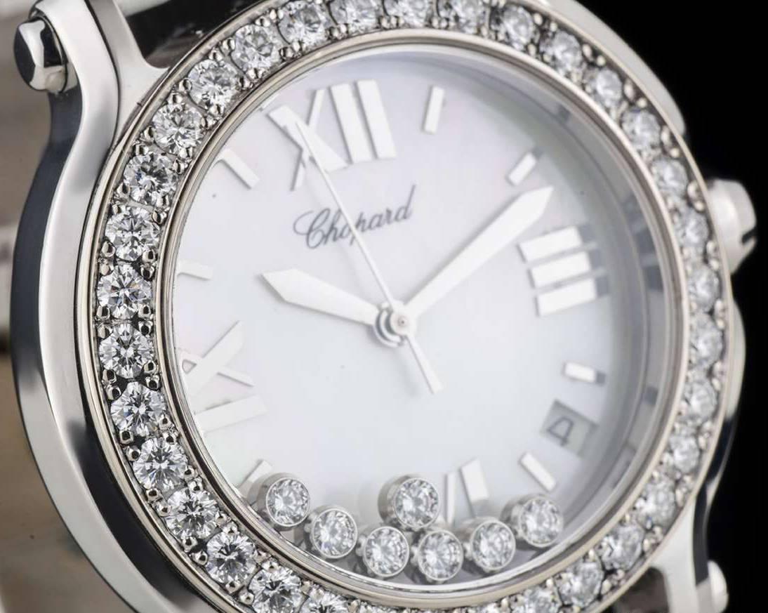 Chopard Ladies Stainless Steel Mother-of-Pearl Dial Happy Diamonds Wristwatch 1
