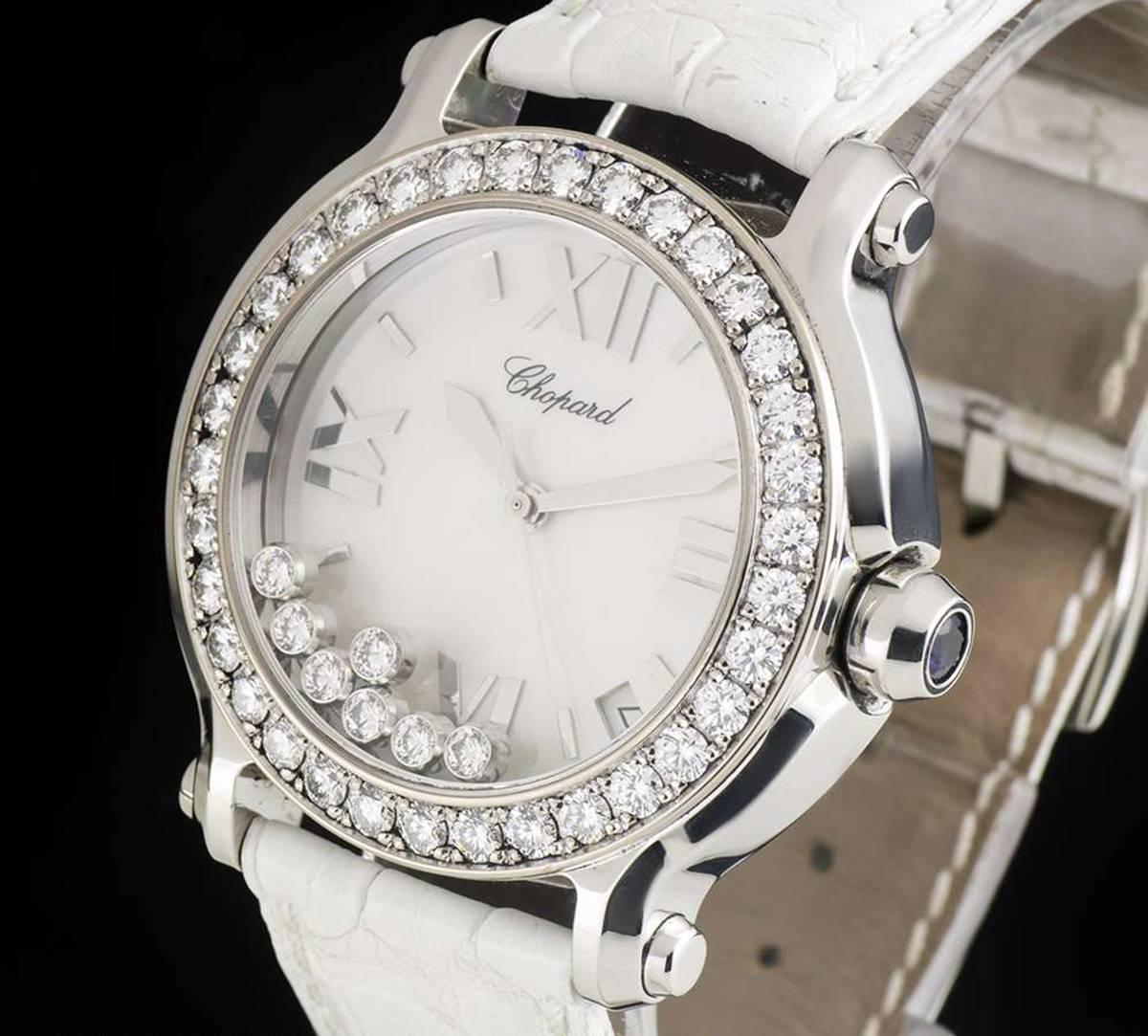 Chopard Ladies Stainless Steel Mother-of-Pearl Dial Happy Diamonds Wristwatch 2