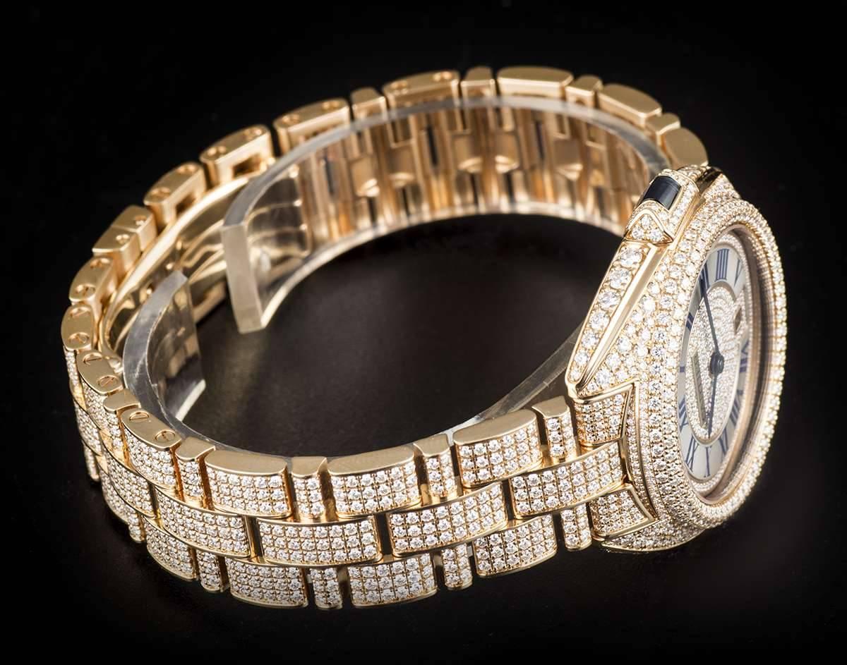 Cartier Ladies Rose Gold Diamond Clé De Cartier Automatic Wristwatch 1