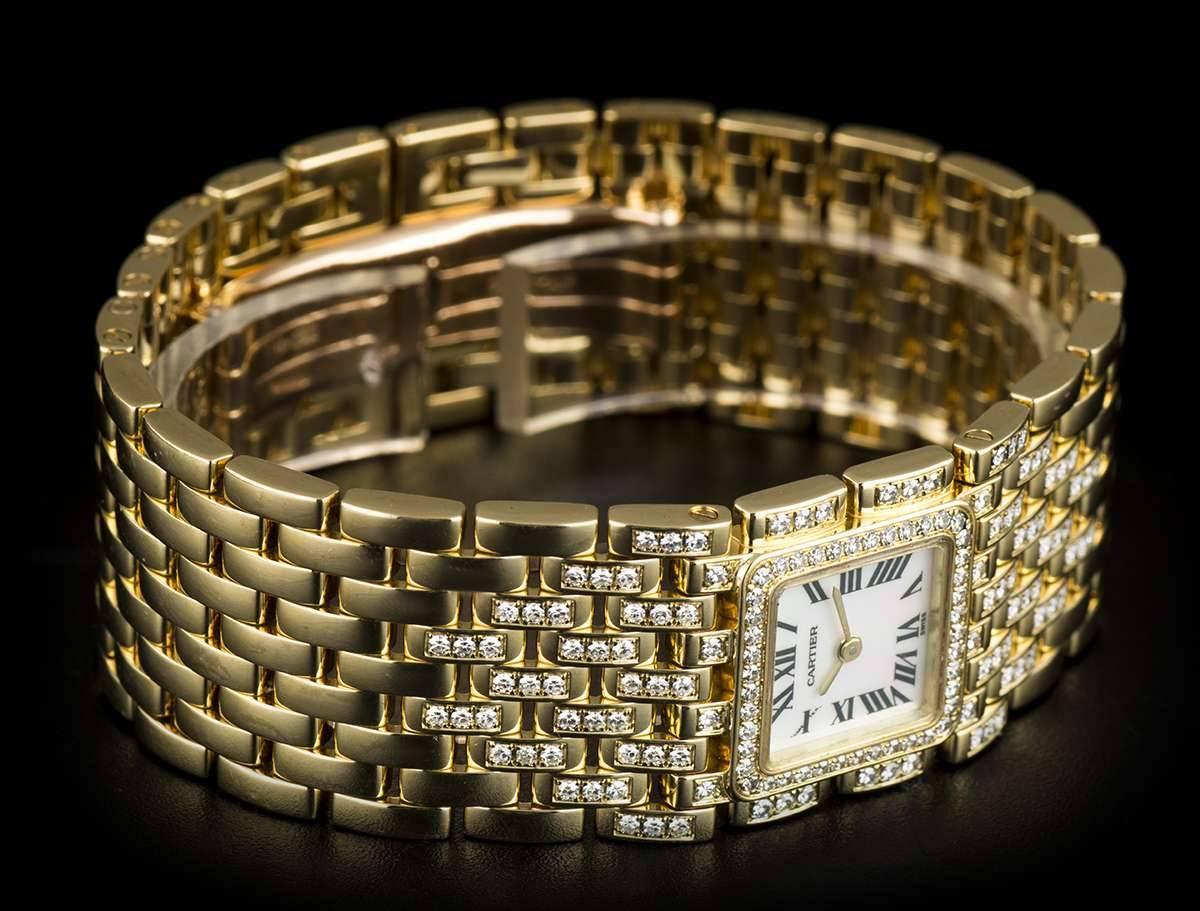 Women's Cartier Ladies Yellow Gold Diamond Set Panthere Ruban Quartz wristwatch