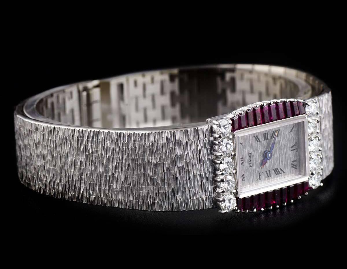 Piaget White Gold Ruby Diamond Bezel Manual Dress Wristwatch 1