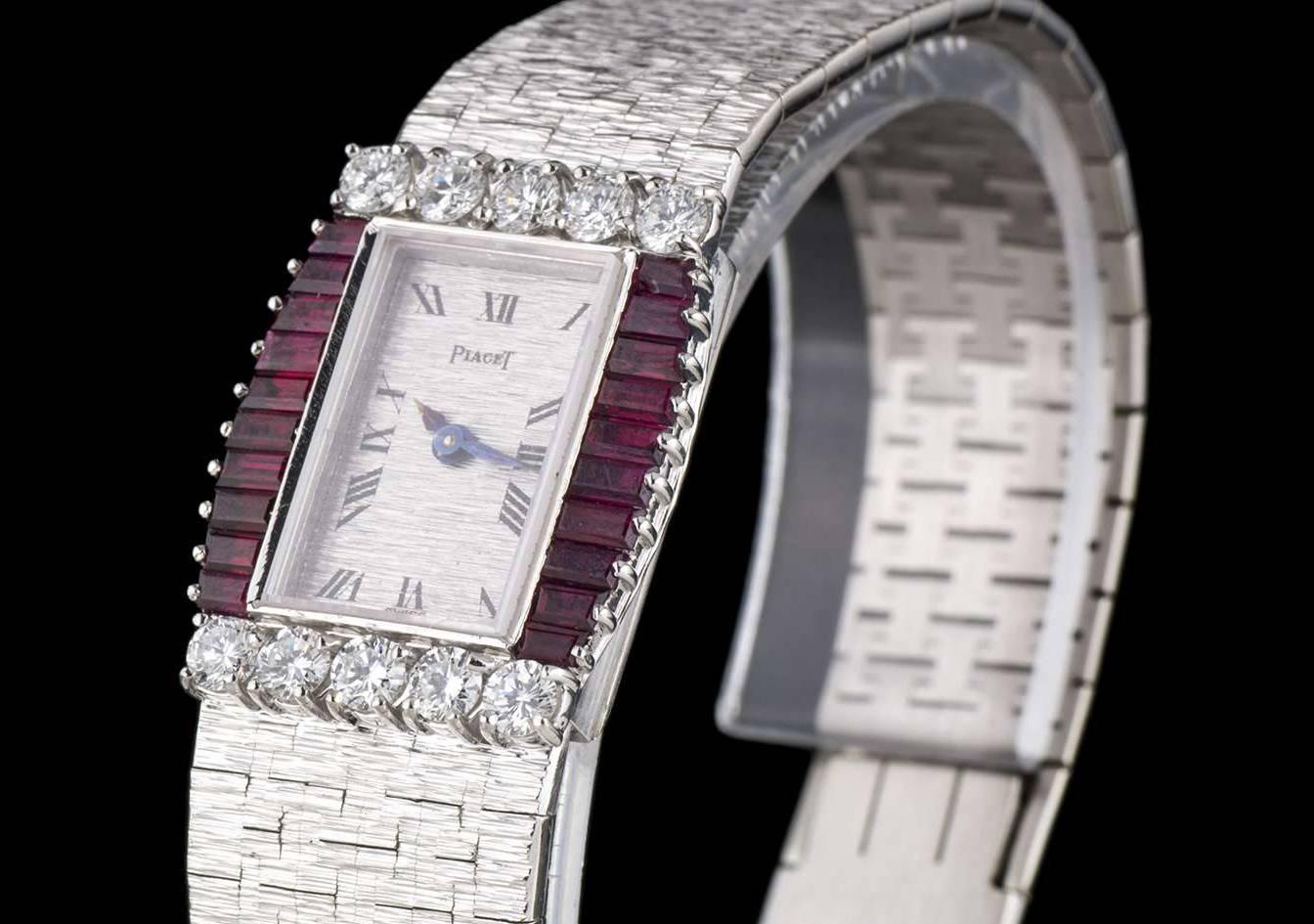 Piaget White Gold Ruby Diamond Bezel Manual Dress Wristwatch  In New Condition In London, GB
