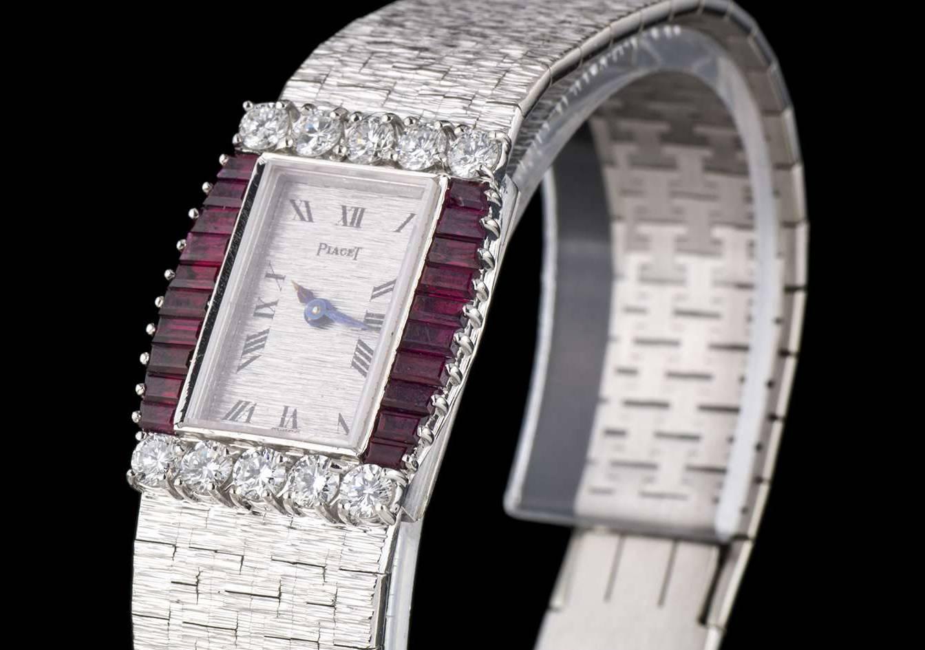 Piaget White Gold Ruby Diamond Bezel Manual Dress Wristwatch In New Condition In London, GB