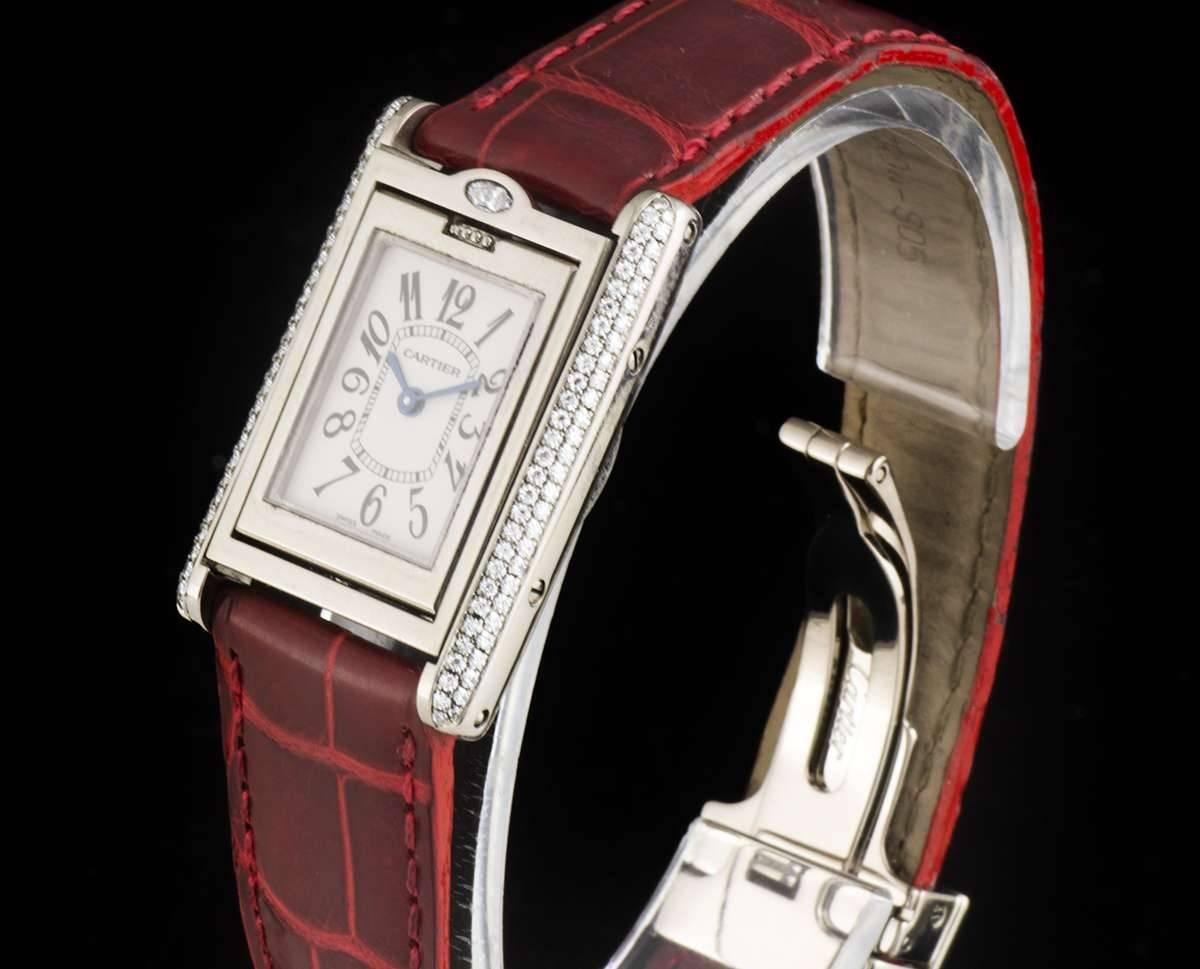 Cartier White Gold Diamond Set Tank Basculante Quartz Wristwatch Ref WA202751 In Excellent Condition In London, GB