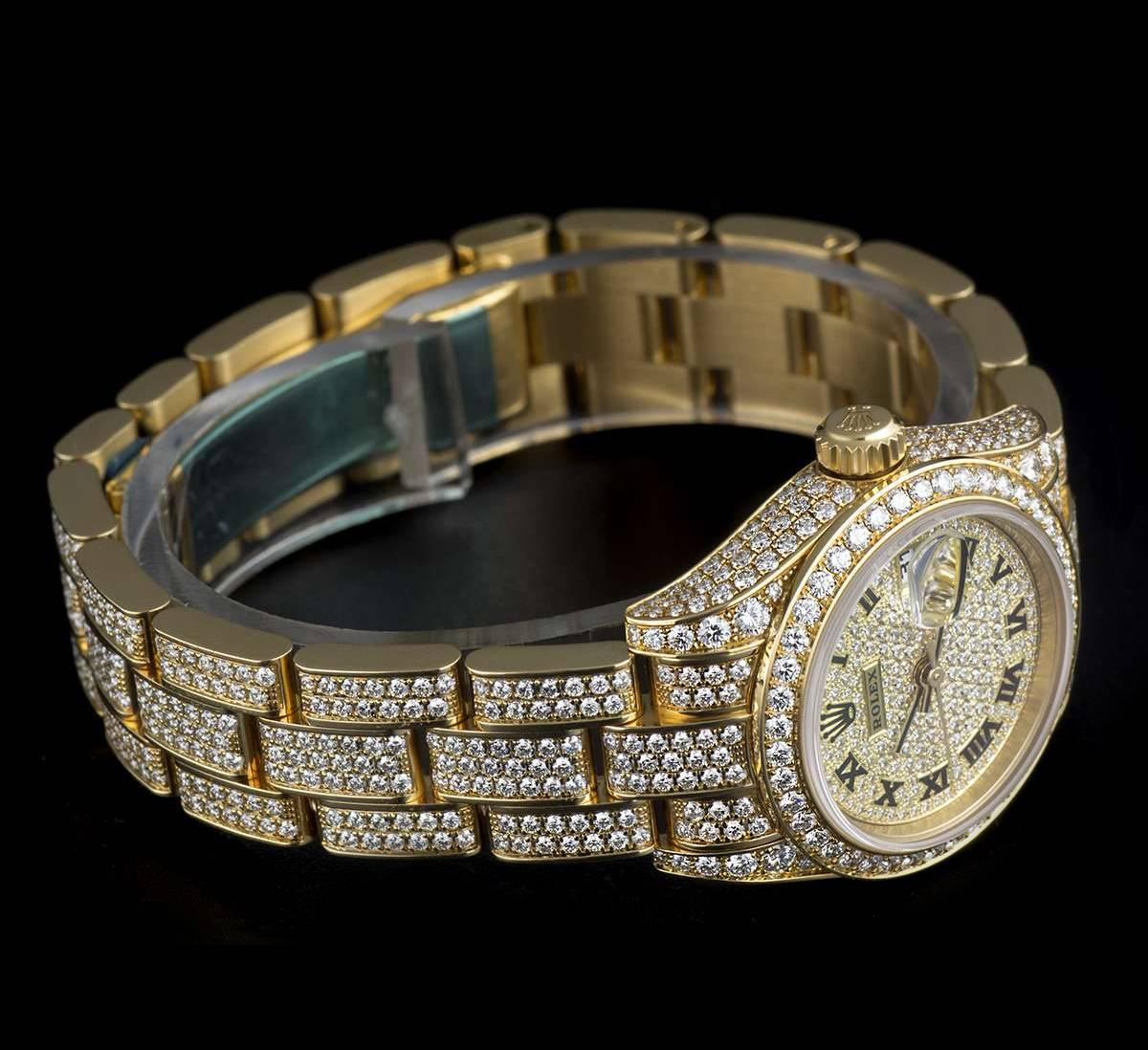 Women's Rolex Yellow Gold Diamond Datejust Unworn Fully Loaded Automatic Wristwatch
