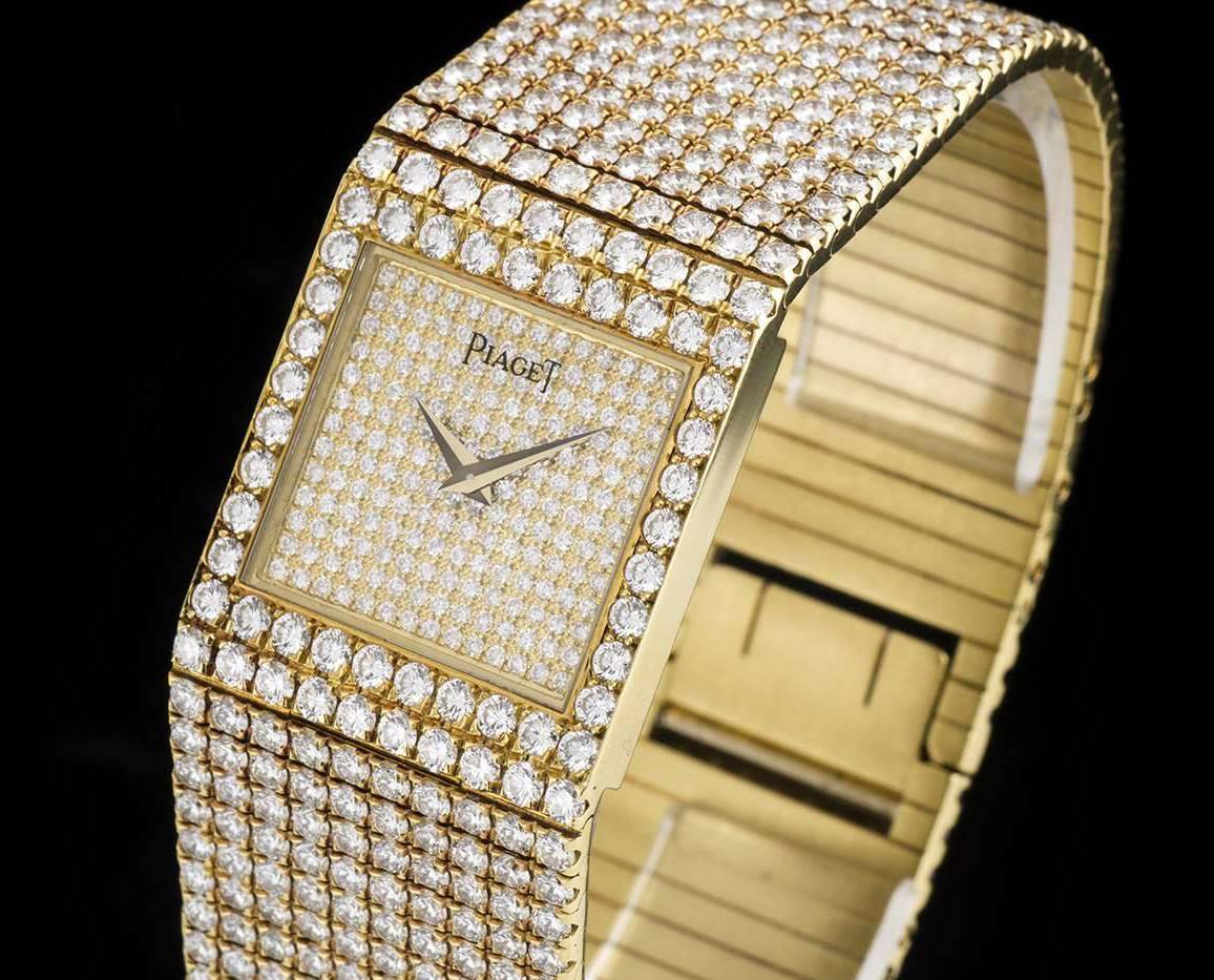 Piaget Yellow Gold Diamond Set Polo Fully Loaded Wristwatch Ref 7131C626 In Excellent Condition In London, GB