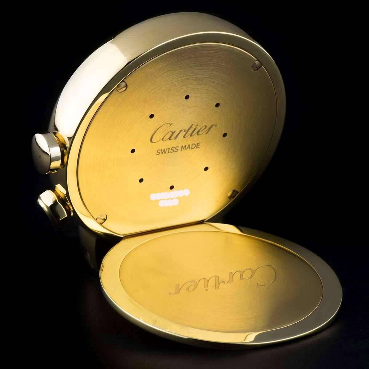 Cartier Gold-Plated Ronde Solo Quartz Travel Alarm Clock W0100067 In Excellent Condition In London, GB
