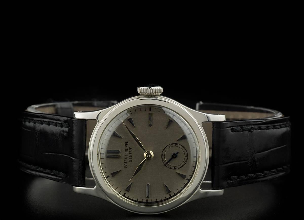 Patek Philippe Stainless Steel Vintage Manual Wind Dress Wristwatch In Excellent Condition In London, GB