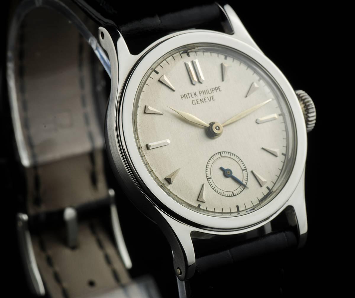 Patek Philippe Stainless Steel Vintage Manual Wind Dress Wristwatch 1