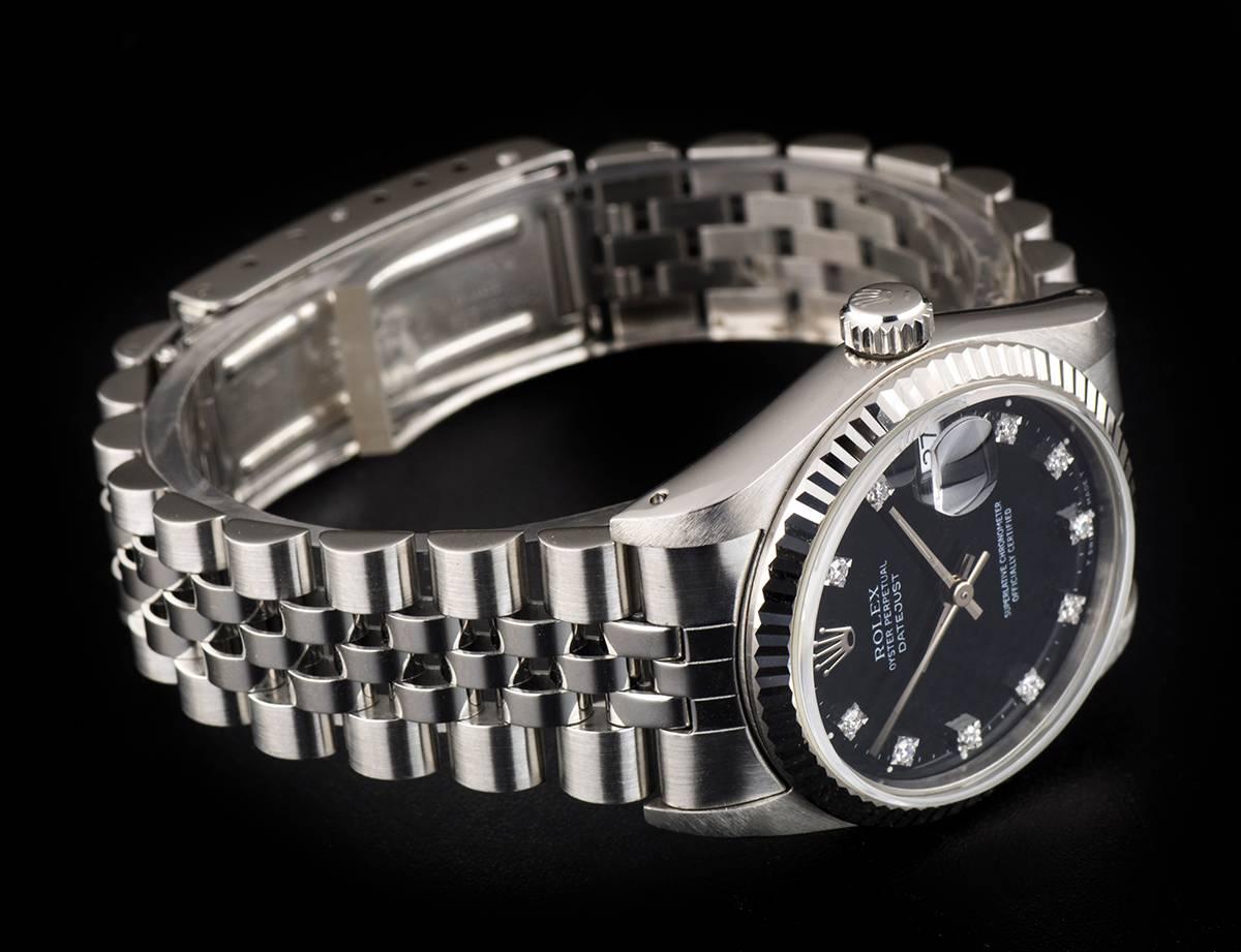Rolex stainless Steel Datejust Black Diamond Dial automatic wristwatch  1