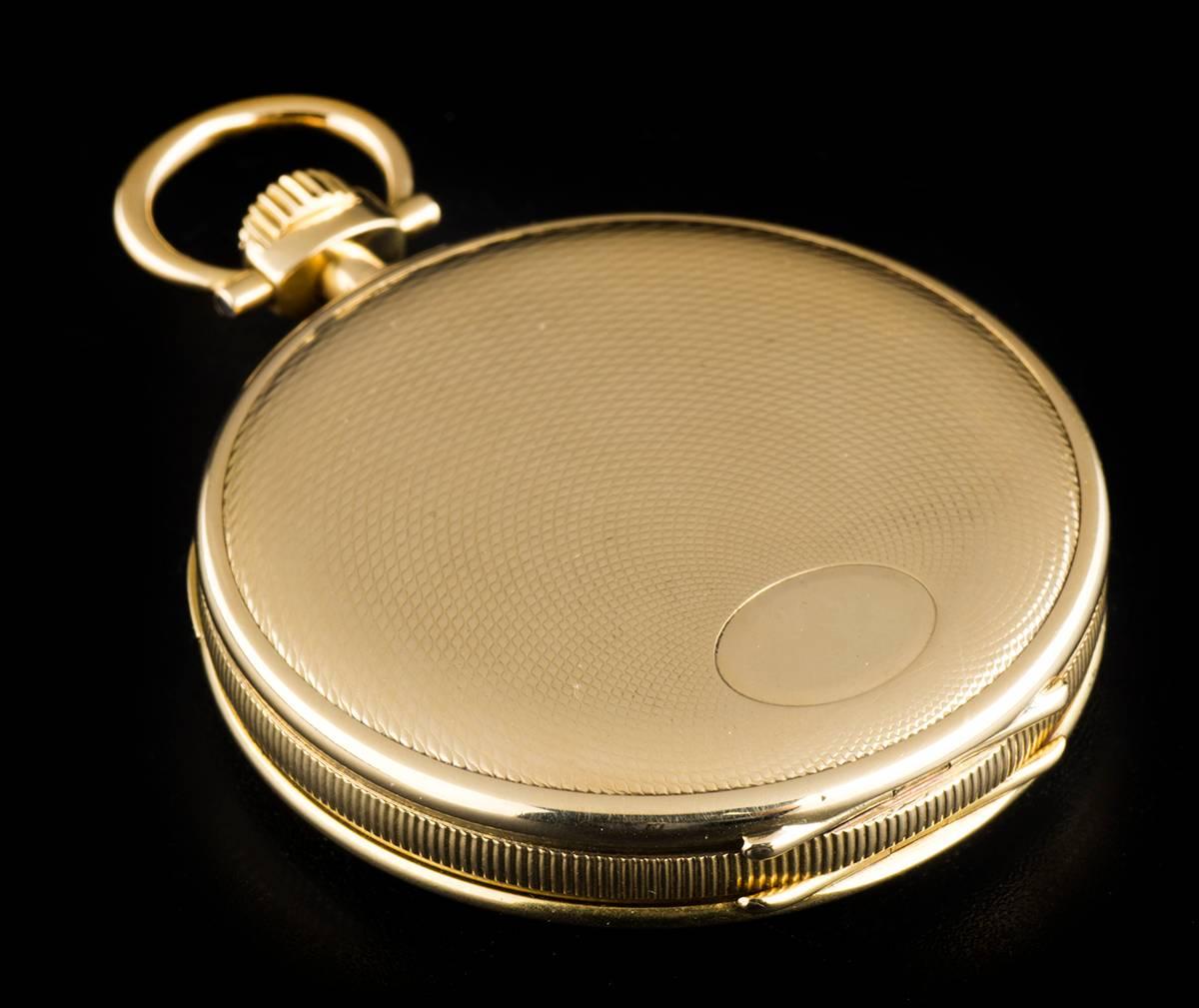 Patek Philippe Yellow Gold Open Face White Roman Dial Pocket Watch 3
