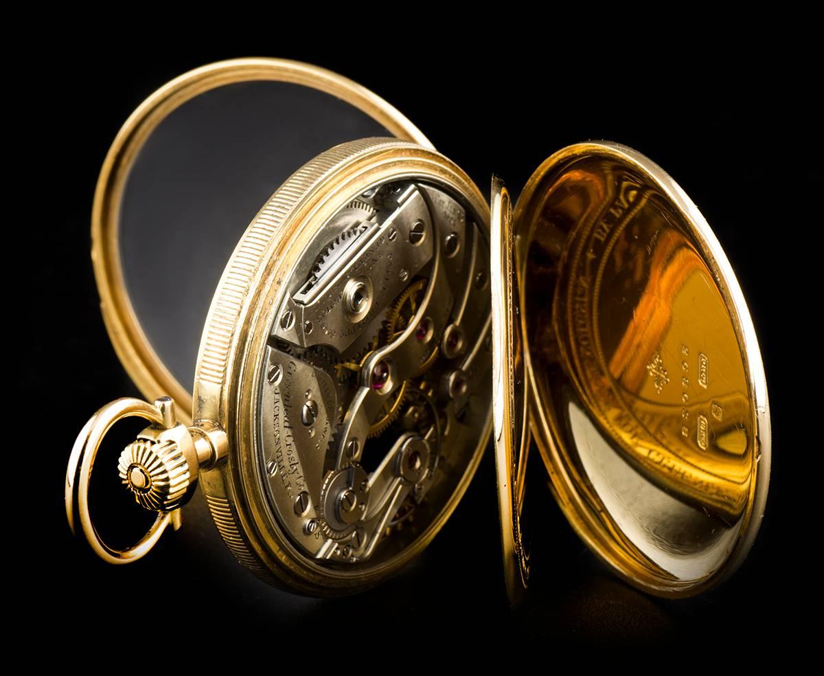Women's or Men's Patek Philippe Yellow Gold Open Face White Roman Dial Pocket Watch