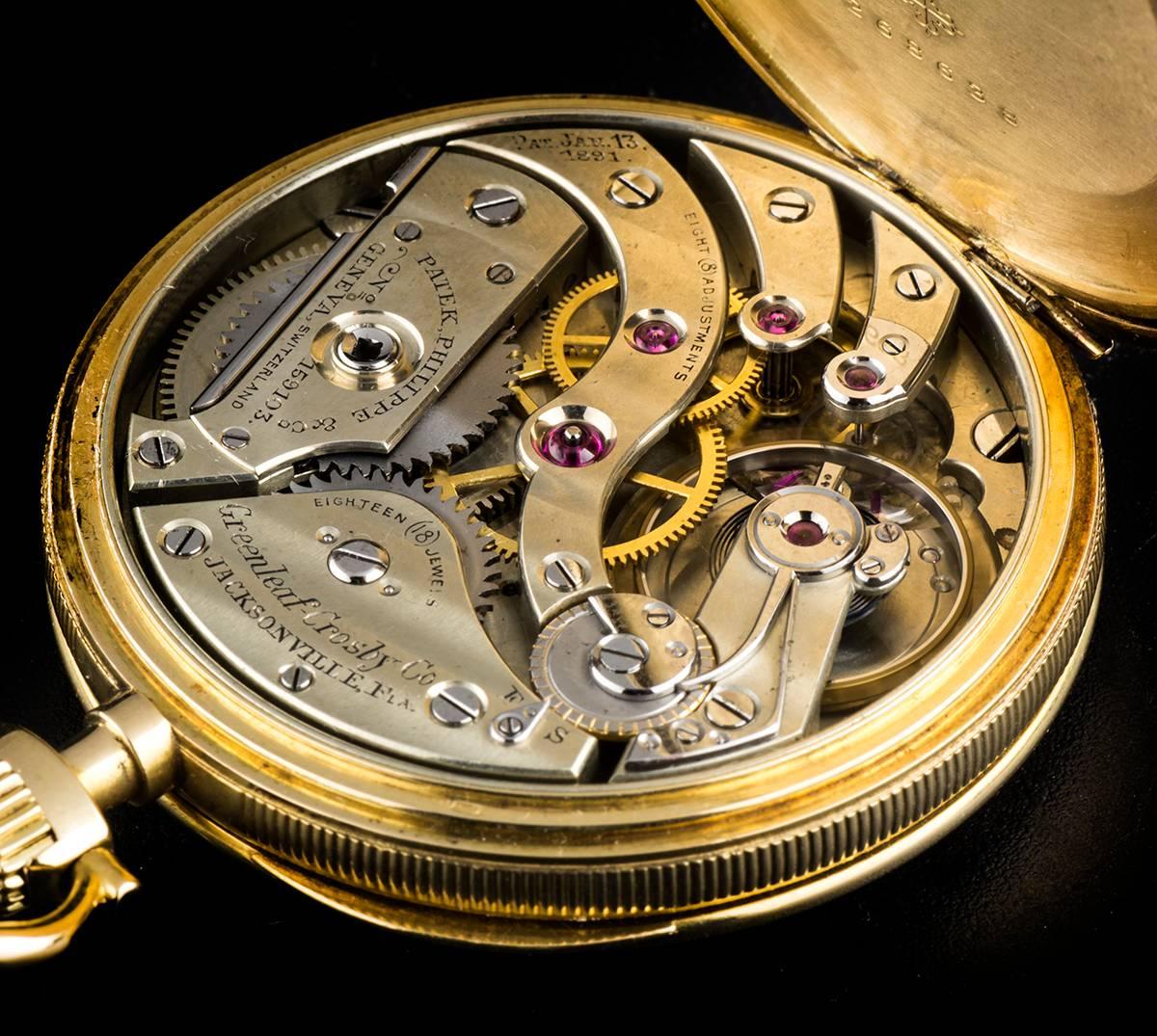 Patek Philippe Yellow Gold Open Face White Roman Dial Pocket Watch 2