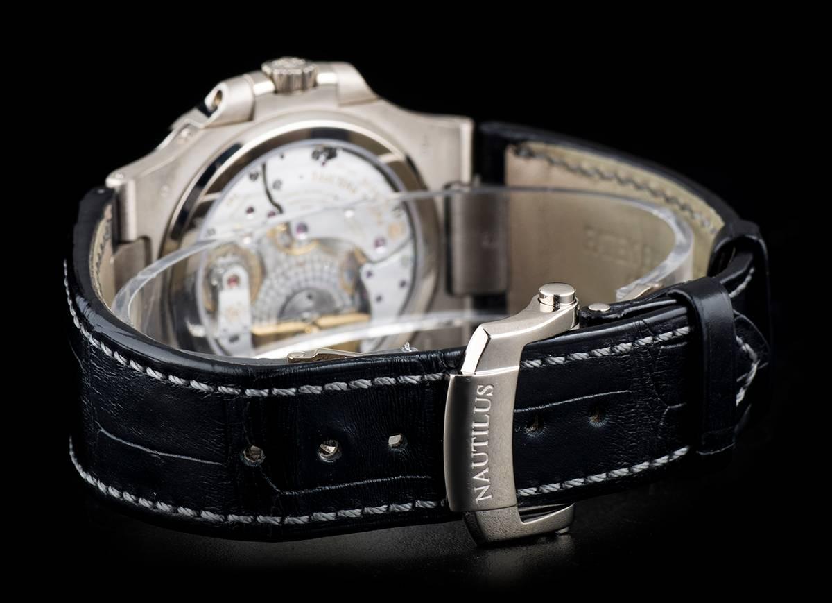 Patek Philippe White Gold Power Reserve Moonphase Nautilus automatic wristwatch  2